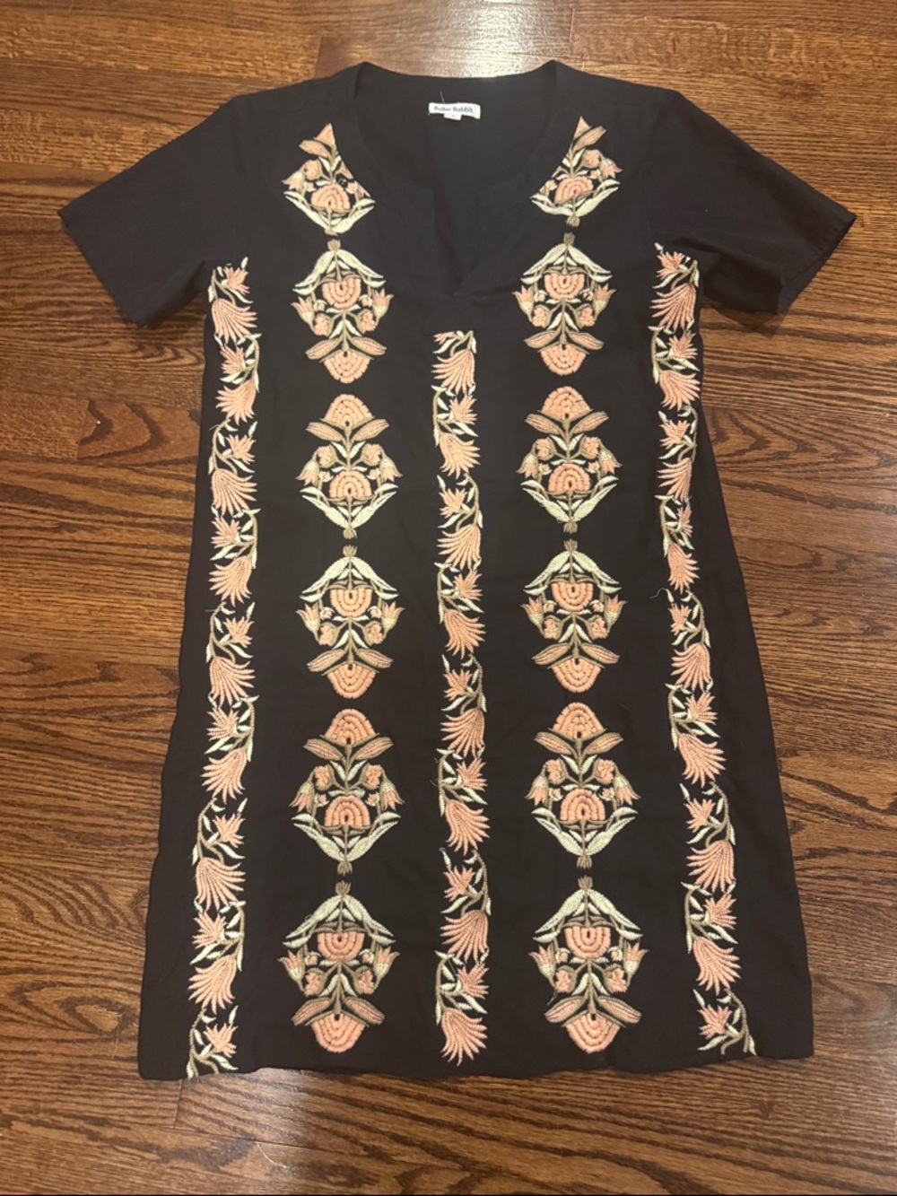 Anthropology Roller Rabbit Embroidered Fully-Lined Sheath Dress Cotton and Flax